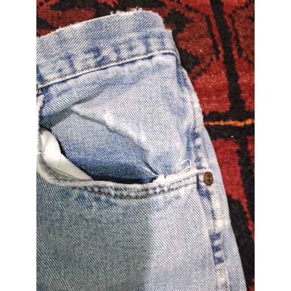 Vintage Wrangler Jeans Mens Blue Thrashed Distressed Faded Denim 44x29 35001AI - Picture 7 of 16